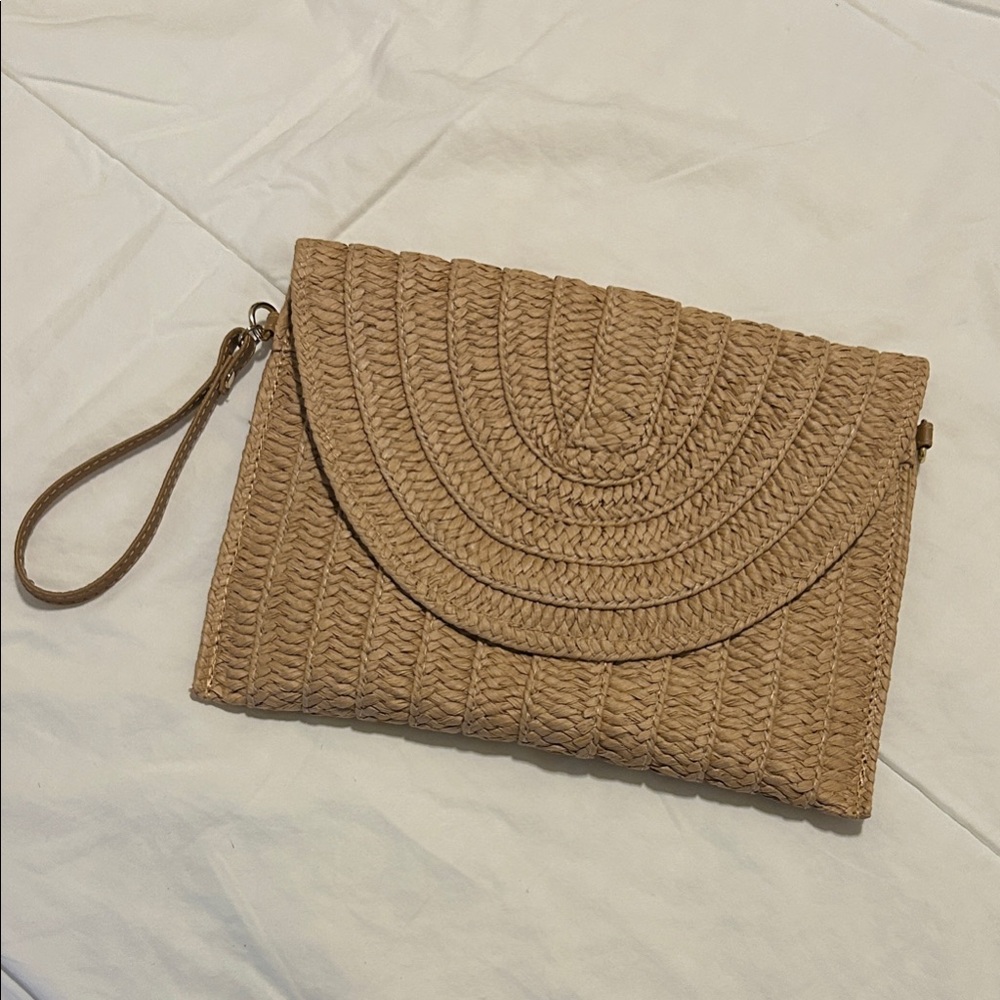 Elegant Tan Woven Clutch